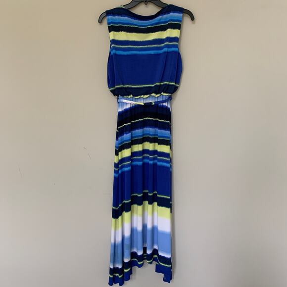 Chico's Washed Stripe Kristi Maxi Dress tie dye look sleeveless elastic waist M - Picture 2 of 6
